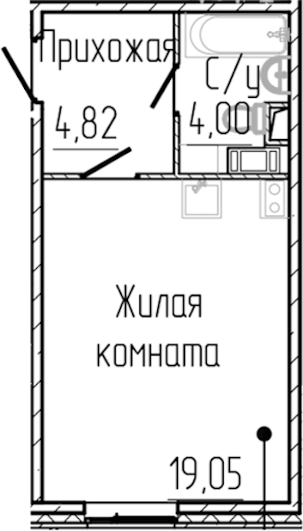 Квартира студия 27.87 м², 2/8 эт., ЖК «SERTOLOVO PARK»